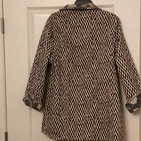 Patty Kim Reversible Duster lightweight w/batik floral &vertical herringbone - Picture 12 of 12